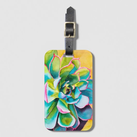 Waterverf succulent botanisch bagagelabel (Voorkant (verticaal))
