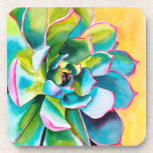 Waterverf succulent botanisch bier onderzetter (Voorkant)