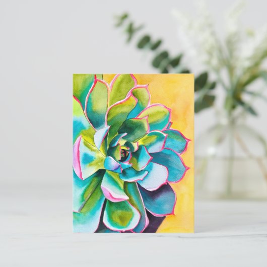 Waterverf succulent botanisch briefkaart (Staand voorkant)