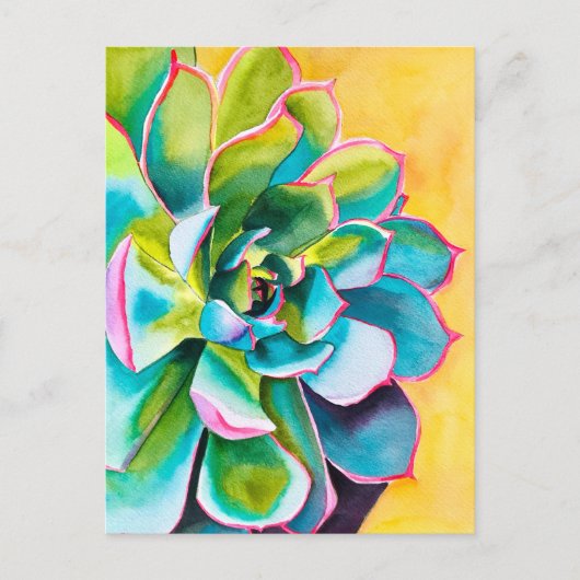 Waterverf succulent botanisch briefkaart (Voorkant)