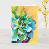 Waterverf succulent botanisch kaart (Gele Bloem)