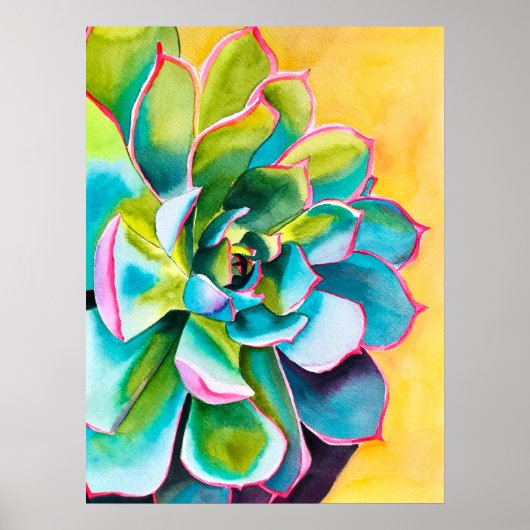 Waterverf succulent botanisch poster (Voorkant)
