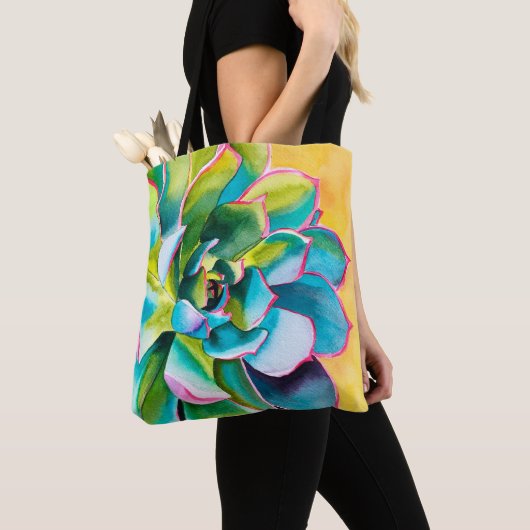 Waterverf succulent botanisch tote bag (Dichtbij)