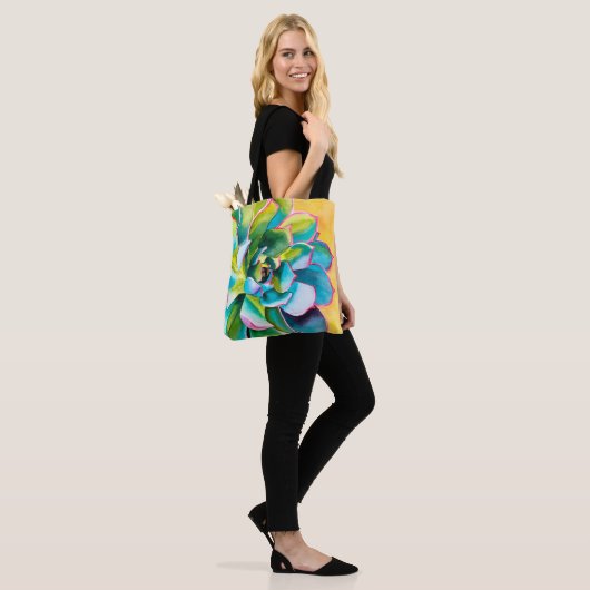 Waterverf succulent botanisch tote bag (Op model)