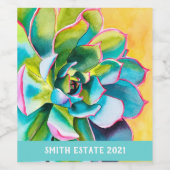 Waterverf succulent botanisch wijn etiket (Enkel label)