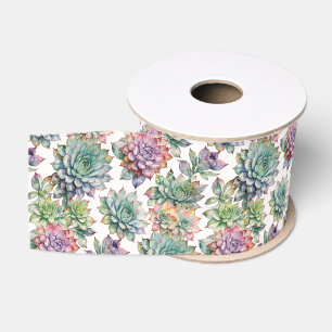Waterverf Succulent Botanische Tuin Grosgrain Lint