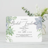 Waterverf Succulent Bridal Luncheon Uitnodiging (Staand voorkant)