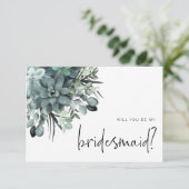 Waterverf Succulent Bridesmaid Voorstel Nota Kaart (Staand voorkant)