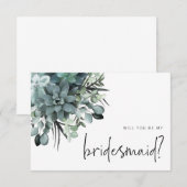 Waterverf Succulent Bridesmaid Voorstel Notitiekaartje (Voorkant / Achterkant)