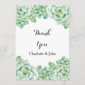 waterverf succulent bruiloft Dank u Bedankkaart (Voorkant)