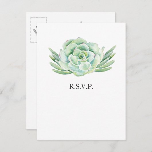waterverf succulent bruiloft RSVP Uitnodiging Briefkaart (Voorkant / Achterkant)
