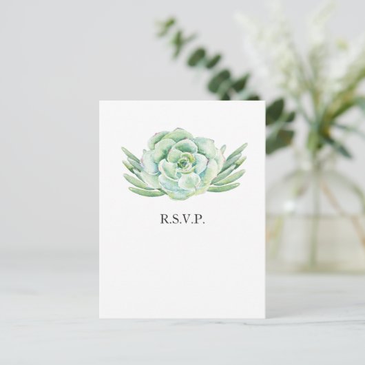 waterverf succulent bruiloft RSVP Uitnodiging Briefkaart (Staand voorkant)