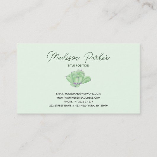 Waterverf Succulent Cacti Visitekaartje (Achterkant)