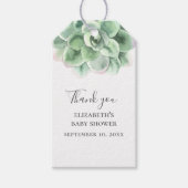 Waterverf succulent. Cactus baby shower dank u Cadeaulabel (Voorkant)