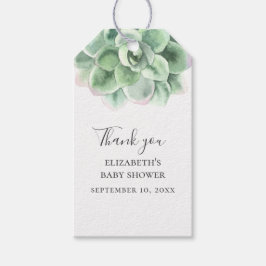 Waterverf succulent. Cactus baby shower dank u Cadeaulabel