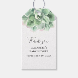 Waterverf succulent. Cactus baby shower dank u Cadeaulabel