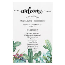 Waterverf Succulent Cactus Floral Wedding Programm
