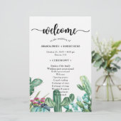 Waterverf Succulent Cactus Floral Wedding Programm (Staand voorkant)