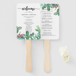 Waterverf Succulent Cactus Floral Wedding Programm Handwaaier