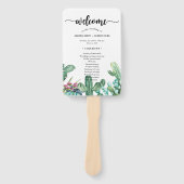 Waterverf Succulent Cactus Floral Wedding Programm Handwaaier (Voorkant)