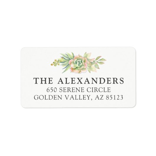 Waterverf Succulent Cactus Groot retouradres Etiket (Voorkant)