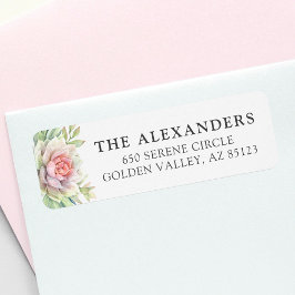 Waterverf Succulent Cactus Groot retouradres Etiket