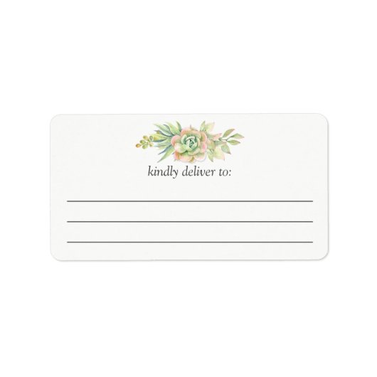 Waterverf Succulent Cactus groot schrijfadres Etiket (Voorkant)