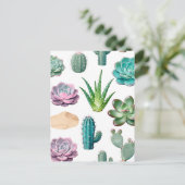 Waterverf Succulent Cactus Patroon Briefkaart (Staand voorkant)