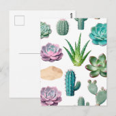 Waterverf Succulent Cactus Patroon Briefkaart (Voorkant / Achterkant)