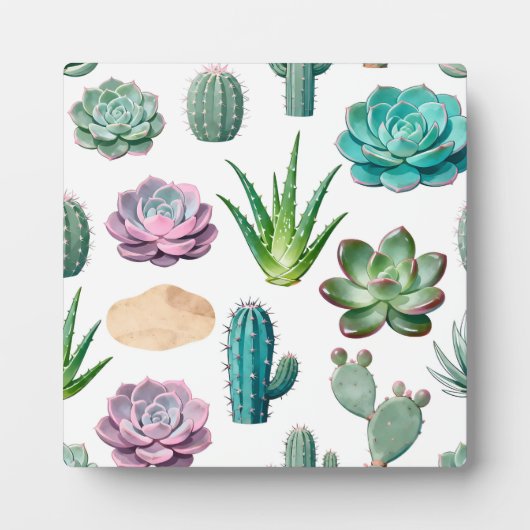 Waterverf Succulent Cactus Patroon Fotoplaat (Voorkant)
