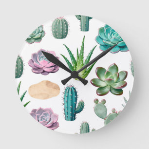 Waterverf Succulent Cactus Patroon Ronde Klok