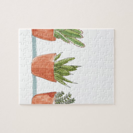 Waterverf Succulent Cactus Plant Legpuzzel (Horizontaal)