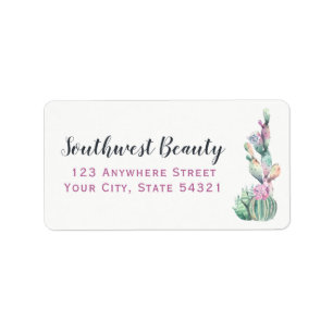 Waterverf Succulent Cactus Prickly Pear Bohemian Etiket