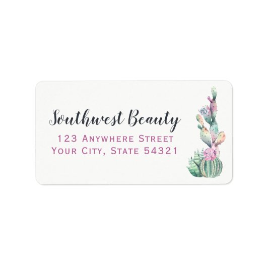 Waterverf Succulent Cactus Prickly Pear Bohemian Etiket (Voorkant)