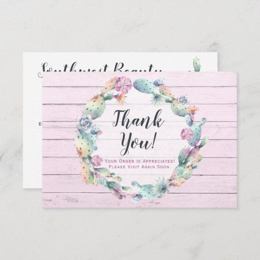 Waterverf Succulent Cactus Rustic - Hartelijk dank Kaart (Voorkant / Achterkant)