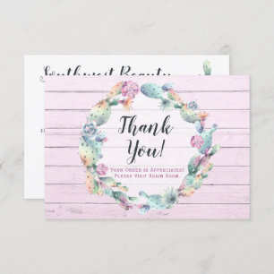 Waterverf Succulent Cactus Rustic - Hartelijk dank Kaart