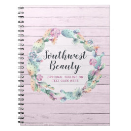 Waterverf Succulent Cactus & Rustic Wood Bohemian Notitieboek