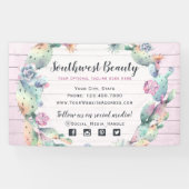 Waterverf Succulent Cactus & Rustic Wood Bohemian Spandoek (Horizontaal)