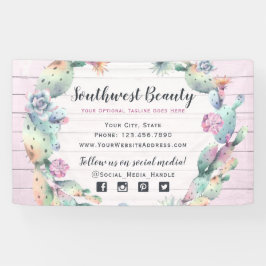 Waterverf Succulent Cactus & Rustic Wood Bohemian Spandoek