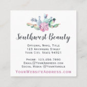 Waterverf Succulent Cactus & Rustic Wood Bohemian Vierkante Visitekaartje (Achterkant)