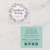 Waterverf Succulent Cactus & Rustic Wood Bohemian Vierkante Visitekaartje (Voorkant / Achterkant)