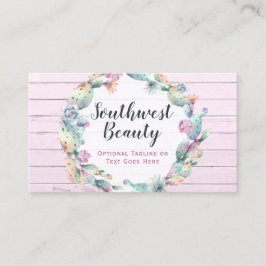 Waterverf Succulent Cactus & Rustic Wood Bohemian Visitekaartje