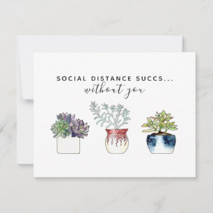 Waterverf Succulent Cactus Sociale Afstand Notitiekaartje