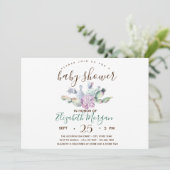 Waterverf Succulent Cactus Stip Baby shower Kaart (Staand voorkant)