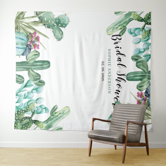 Waterverf Succulent Cactus Vrijgezellenfeest  Wandkleed (In Situ (horizontaal))