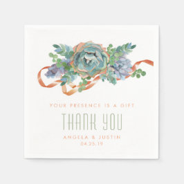 Waterverf Succulent Cluster Bruiloft 2 Servetten