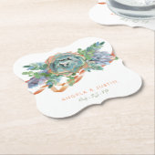 Waterverf Succulent Cluster Bruiloft Kartonnen Onderzetters (Gekanteld)