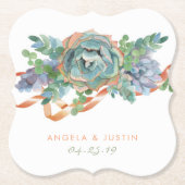 Waterverf Succulent Cluster Bruiloft Kartonnen Onderzetters (Voorkant)