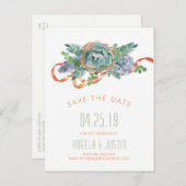 Waterverf Succulent Cluster Sla de datum 2 op Aankondigingskaart (Voorkant / Achterkant)