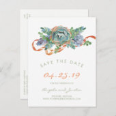 Waterverf Succulent Cluster Sla de datum 2 op Aankondigingskaart (Voorkant / Achterkant)